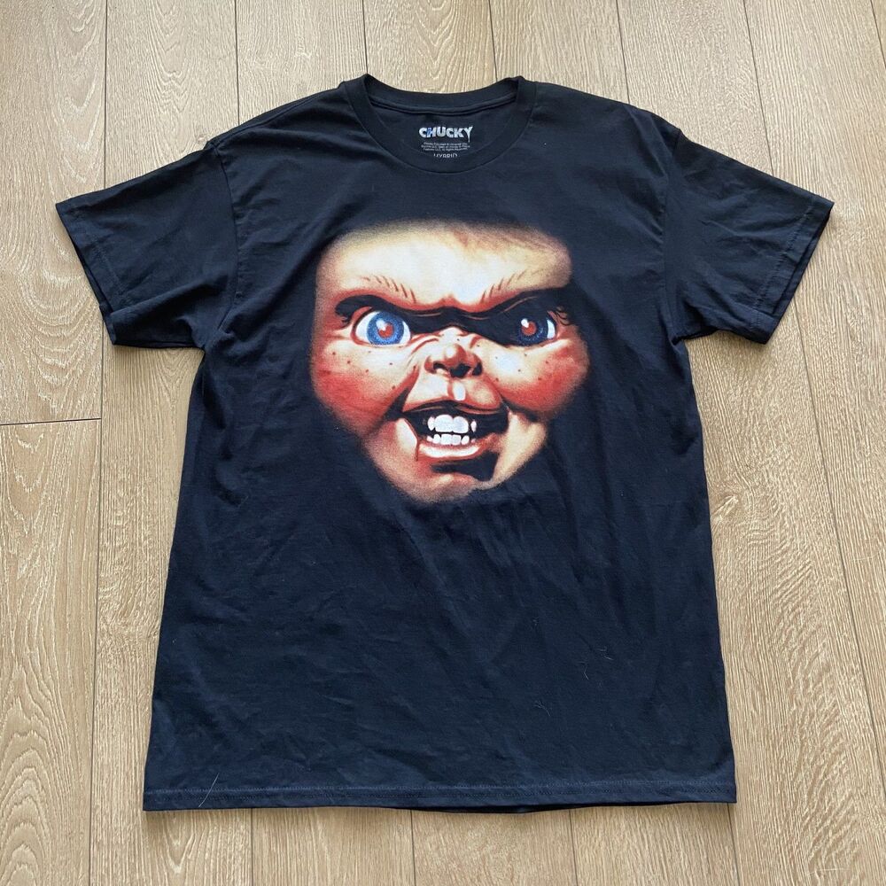 Chucky I'm Your Friend To The End Graphic Black T-Shirt Men's L Child's Play